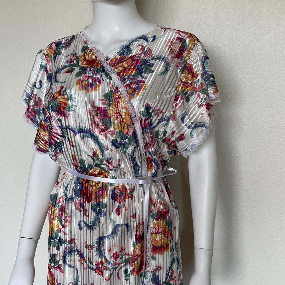 Vintage ILGWU Made in USA Glencraft Lingerie Nightgown Robe Floral Print